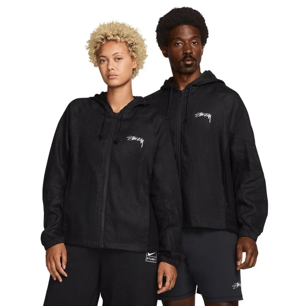 Nike X Stussy Relaxed Fit Black Linen Light Jacket Unisex Size XS FZ5751-010